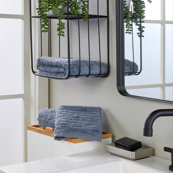 Skl Home CloudSoft Cotton Luxury 4-Piece Washcloth Set Smoke Blue