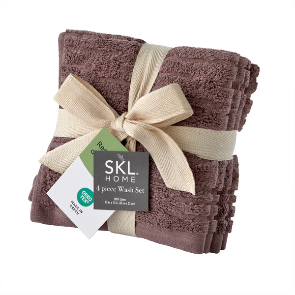 skl home CloudSoft Cotton Luxury 4-Piece Washcloth Set Soft Plum