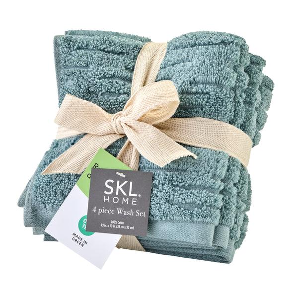 skl home CloudSoft Cotton Luxury 4-Piece Washcloth Set Teal