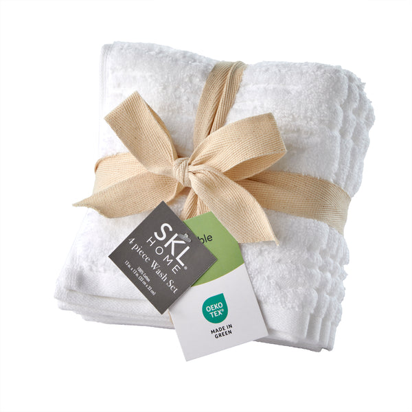 skl home CloudSoft Cotton Luxury 4-Piece Washcloth Set White
