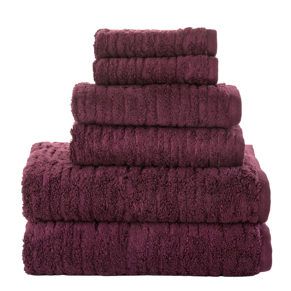 skl home CloudSoft Cotton Luxury 6-Piece Towel Set Bordeaux