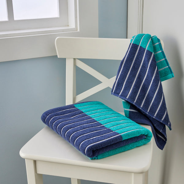 Skl Home Colorblock Stripes 2-Piece Hand Towel Set Teal/Blue