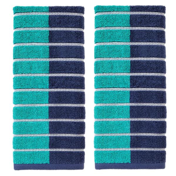 skl home Colorblock Stripes 2-Piece Hand Towel Set Teal/Blue