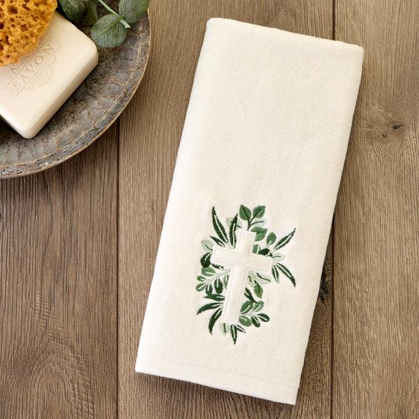 Skl Home Cross With Greenery 2-Piece Hand Towel Set Natural