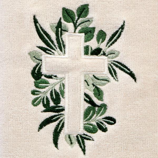 Skl Home Cross With Greenery 2-Piece Hand Towel Set Natural