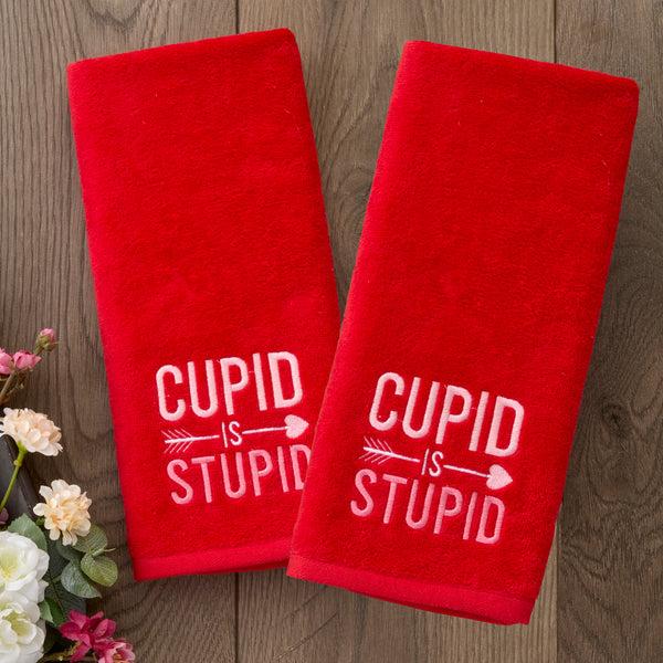 Skl Home Cupid Is Stupid 2-Piece Hand Towel Set Red