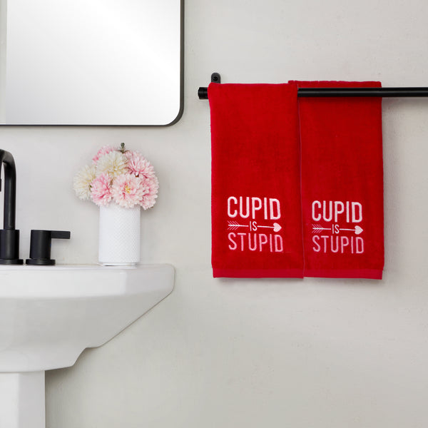 Skl Home Cupid Is Stupid 2-Piece Hand Towel Set Red