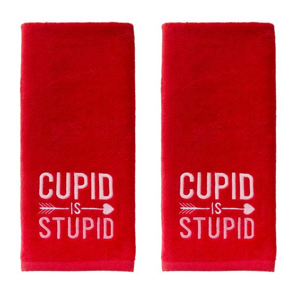 skl home Cupid Is Stupid 2-Piece Hand Towel Set Red