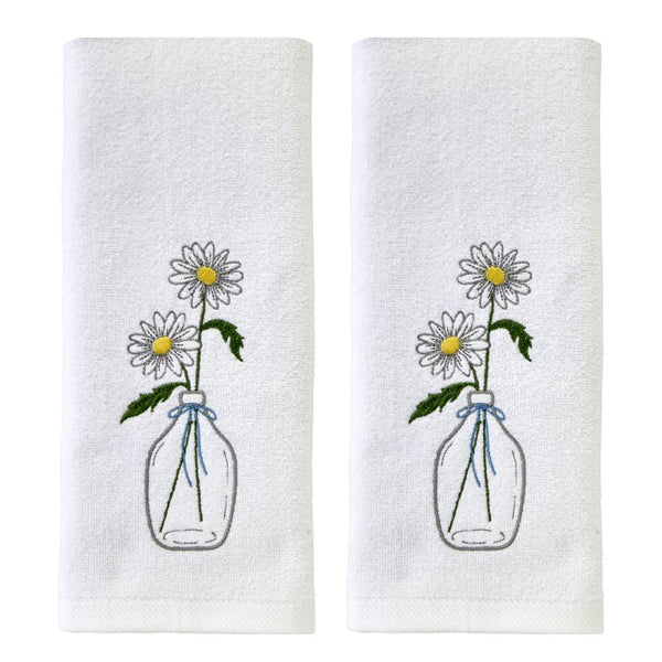 skl home Daisies in Vase 2-Piece Hand Towel Set White