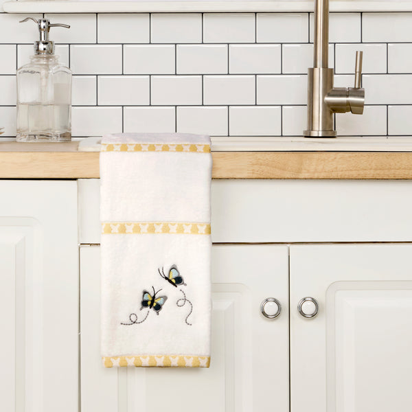 Skl Home Dancing Butterflies 2-Piece Hand Towel Set White