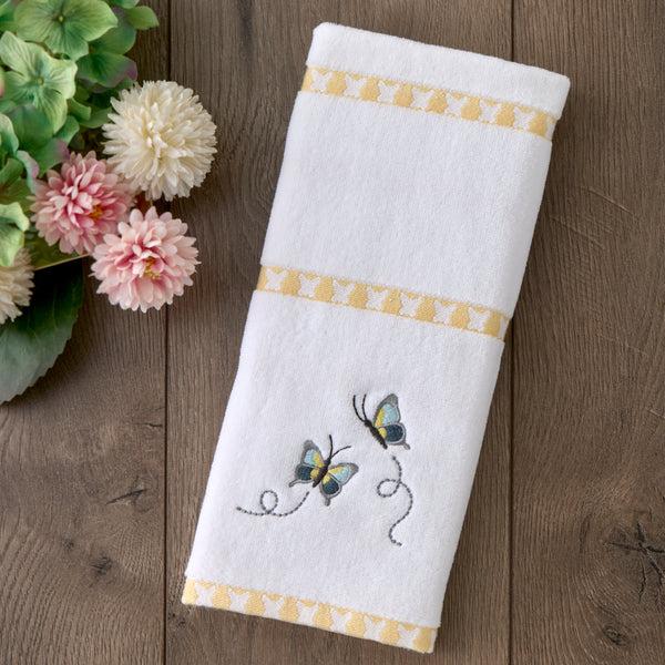 Skl Home Dancing Butterflies 2-Piece Hand Towel Set White