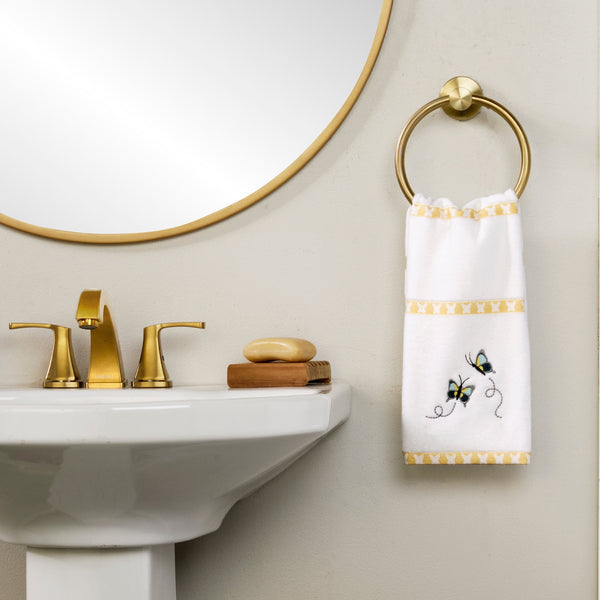 Skl Home Dancing Butterflies 2-Piece Hand Towel Set White