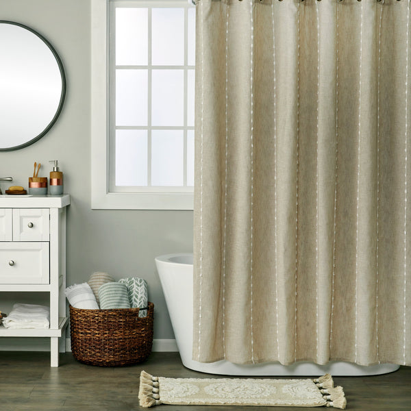 skl home Davidson Stripe Fabric Shower Curtain Natural
