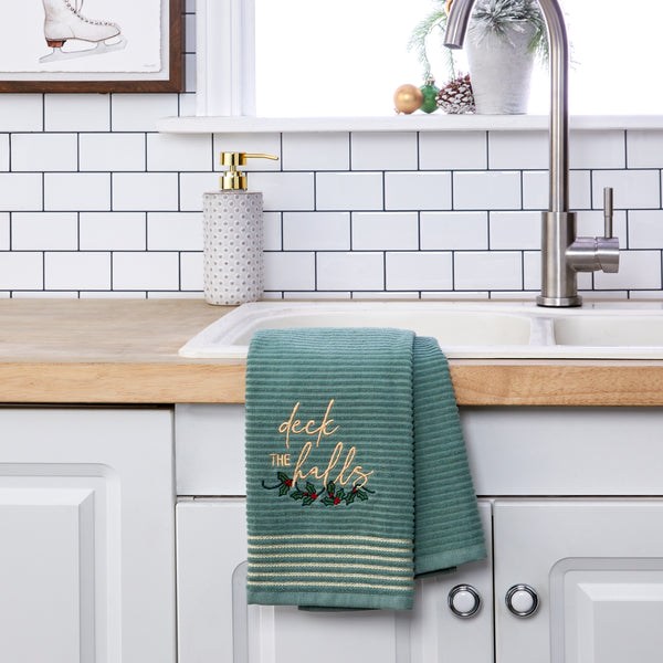 Skl Home Deck The Halls 2-Piece Hand Towel Set Sage