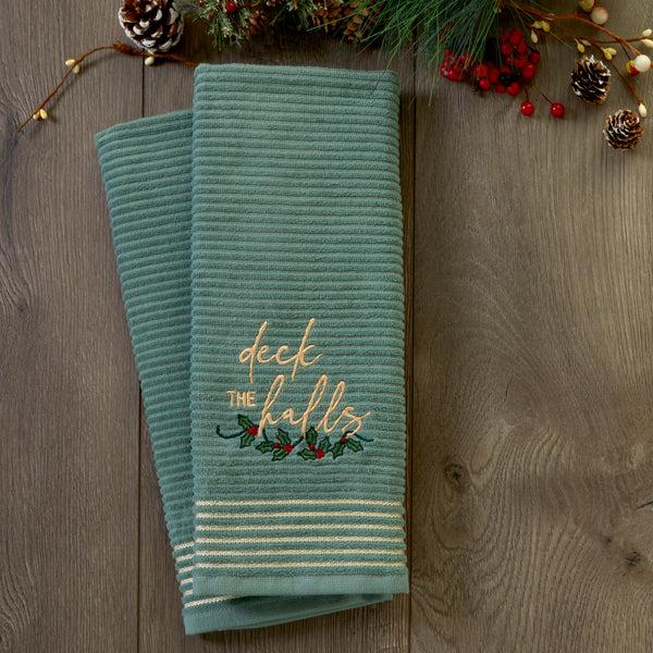 Skl Home Deck The Halls 2-Piece Hand Towel Set Sage