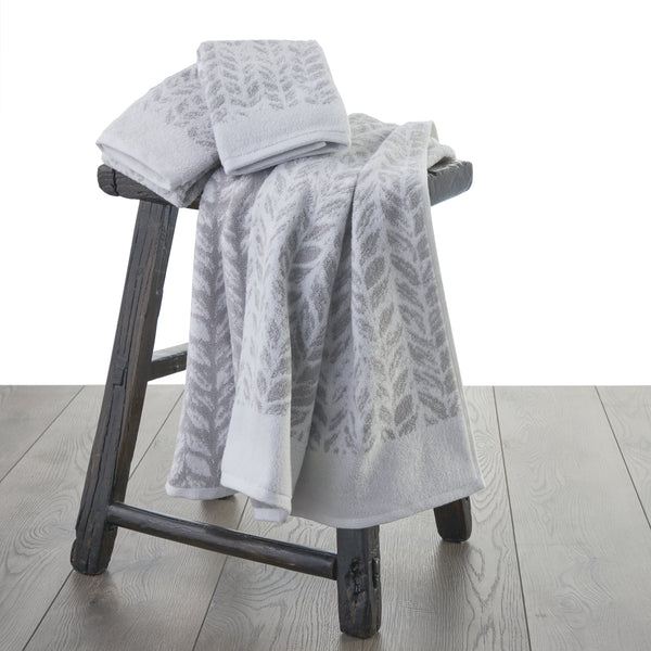 Skl Home Distressed Leaves 2-Piece Turkish Cotton Hand Towel Set Gray