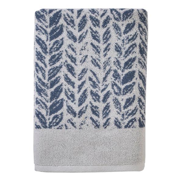 skl home Distressed Leaves Turkish Cotton Bath Towel Denim