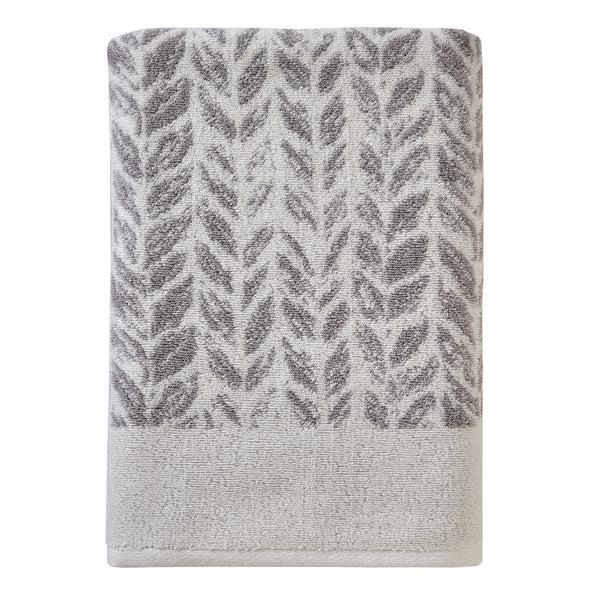 skl home Distressed Leaves Turkish Cotton Bath Towel Gray
