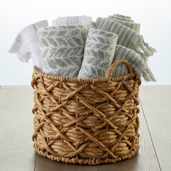 Skl Home Distressed Leaves Turkish Cotton Bath Towel Sage