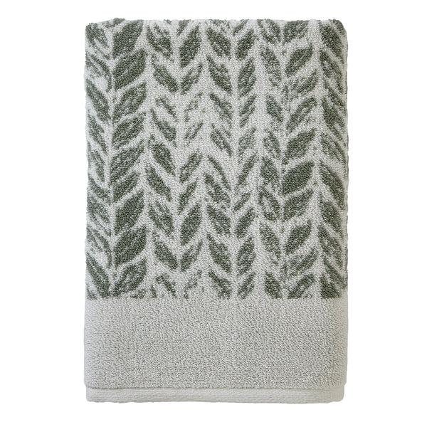 skl home Distressed Leaves Turkish Cotton Bath Towel Sage