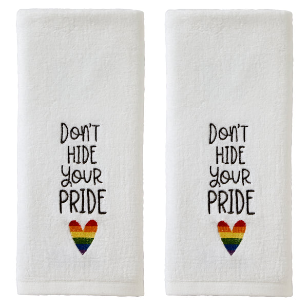 skl home Don't Hide Your Pride 2-Piece Hand Towel Set White