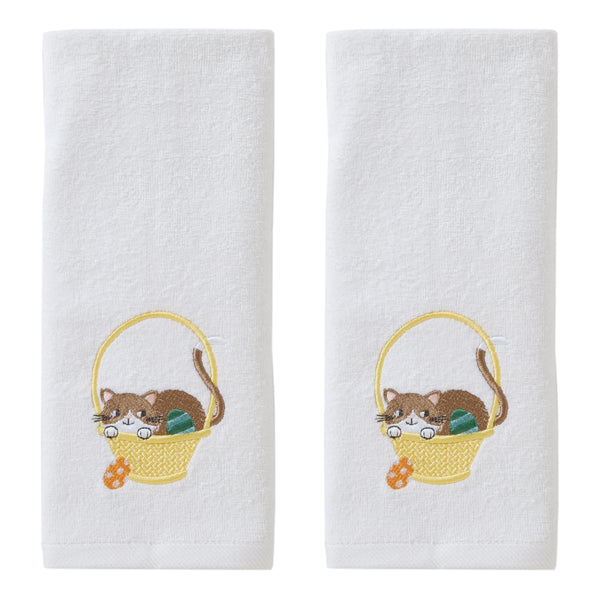 skl home Easter Egg Cat 2-Piece Hand Towel Set White