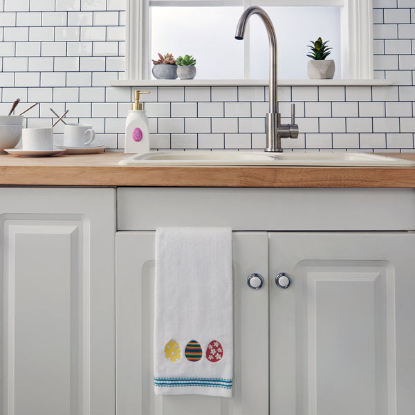 Skl Home Easter Egg Line 2-Piece Hand Towel Set White