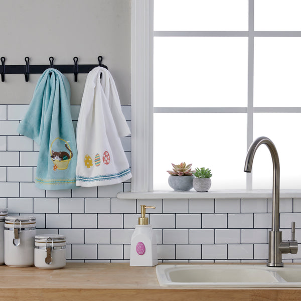 Skl Home Easter Egg Line 2-Piece Hand Towel Set White
