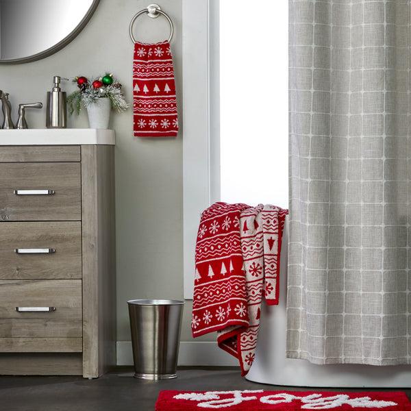 Skl Home Fair Isle Jacquard 2-Piece Hand Towel Set Red/White