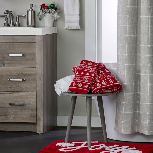 Skl Home Fair Isle Jacquard 2-Piece Hand Towel Set Red/White