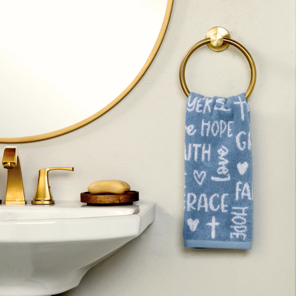 Skl Home Faithful Words 2-Piece Hand Towel Set Blue