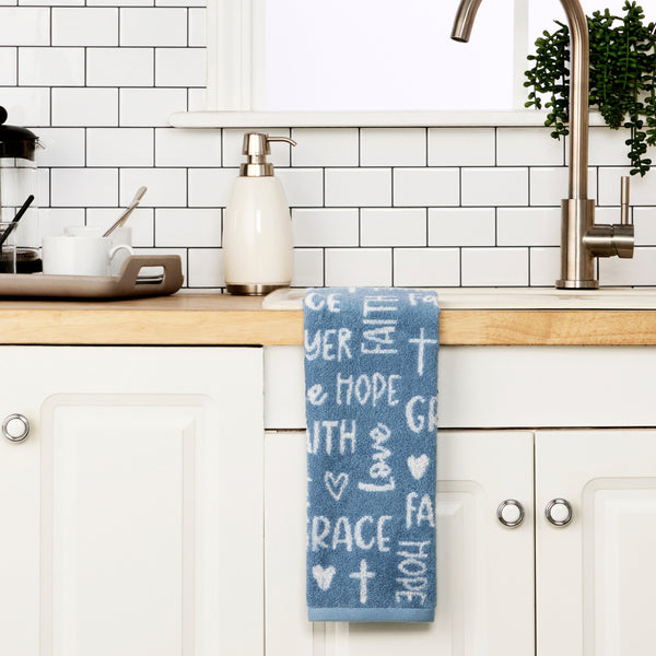 Skl Home Faithful Words 2-Piece Hand Towel Set Blue