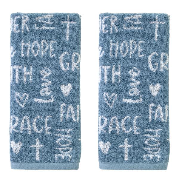 skl home Faithful Words 2-Piece Hand Towel Set Blue