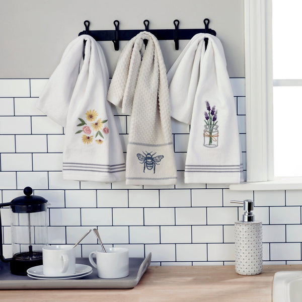 Skl Home Farmhouse Bee 2-Piece Hand Towel Set White