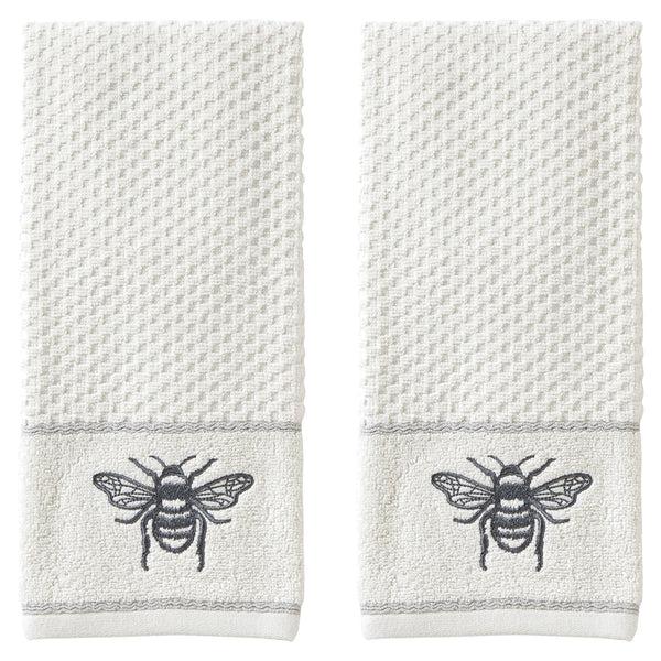 skl home Farmhouse Bee 2-Piece Hand Towel Set White