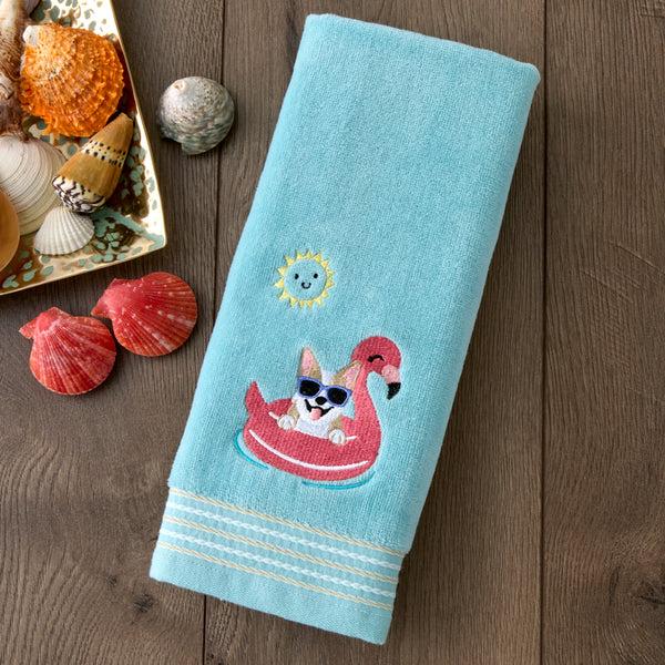 Skl Home Floating Corgi 2-Piece Hand Towel Set Aqua