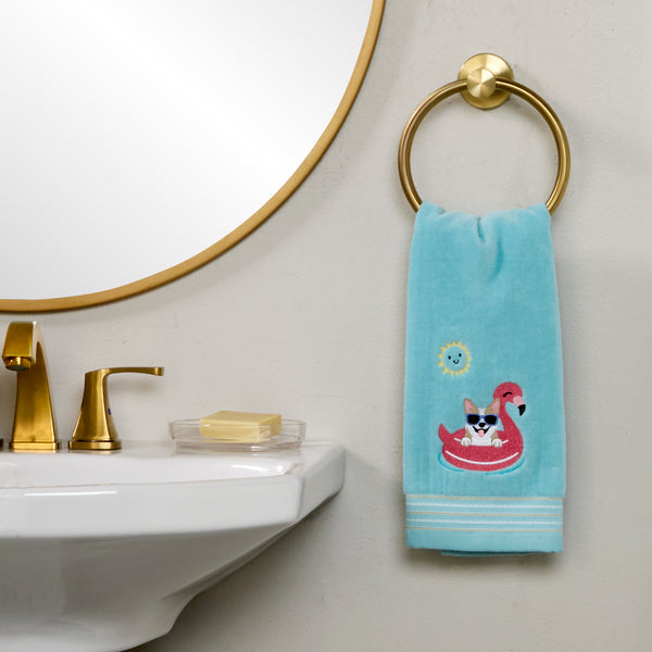 Skl Home Floating Corgi 2-Piece Hand Towel Set Aqua