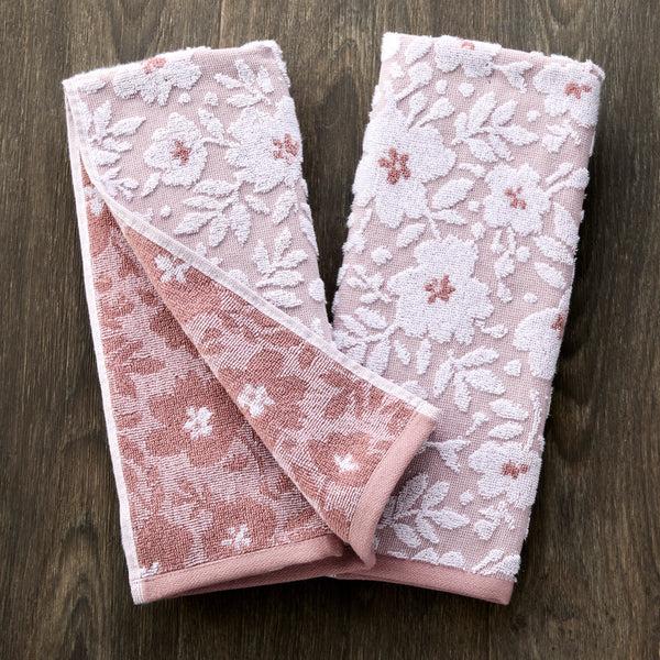 Skl Home Floral Jacquard 2-Piece Hand Towel Set Dusty Rose