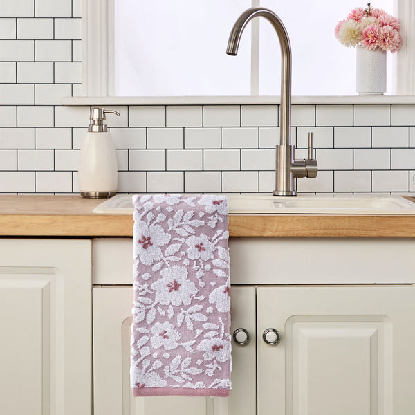 Skl Home Floral Jacquard 2-Piece Hand Towel Set Dusty Rose