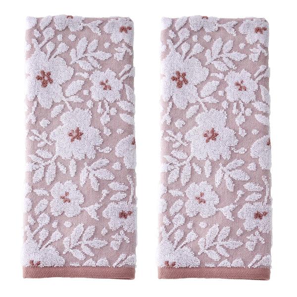 skl home Floral Jacquard 2-Piece Hand Towel Set Dusty Rose