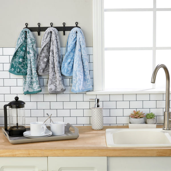 Skl Home Floral Jacquard 2-Piece Hand Towel Set Gray