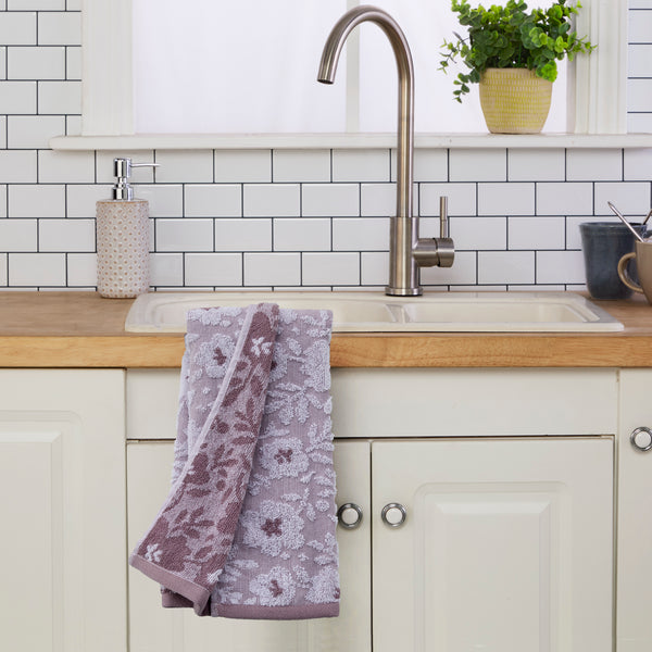 Skl Home Floral Jacquard 2-Piece Hand Towel Set Lavendar