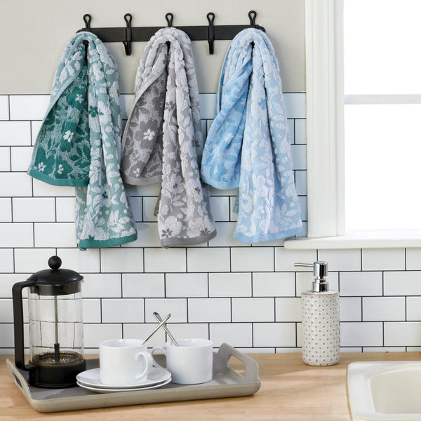 Skl Home Floral Jacquard 2-Piece Hand Towel Set Moss Green