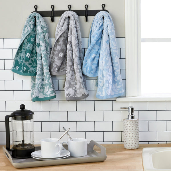 Skl Home Floral Jacquard 2-Piece Hand Towel Set Sky Blue