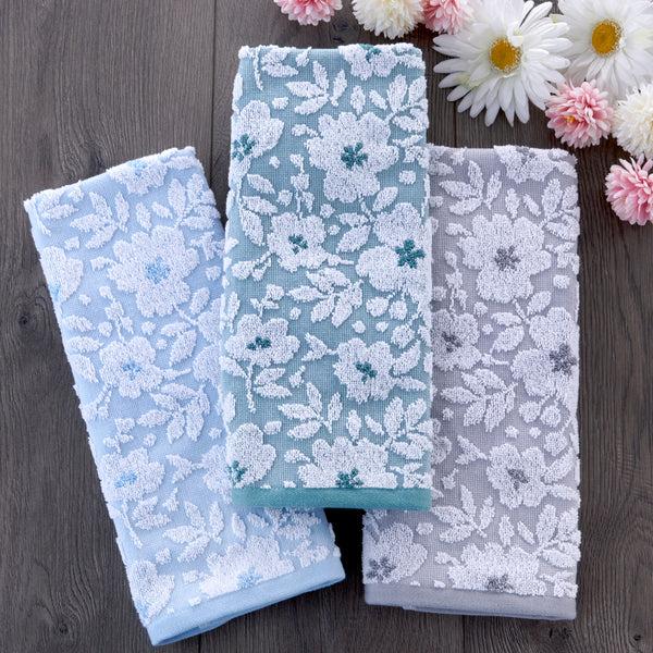 Skl Home Floral Jacquard 2-Piece Hand Towel Set Sky Blue