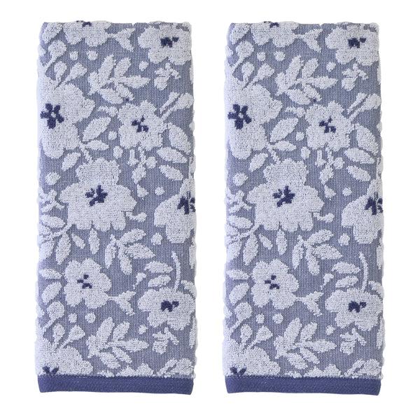 skl home Floral Jacquard 2-Piece Hand Towel Set Twilight