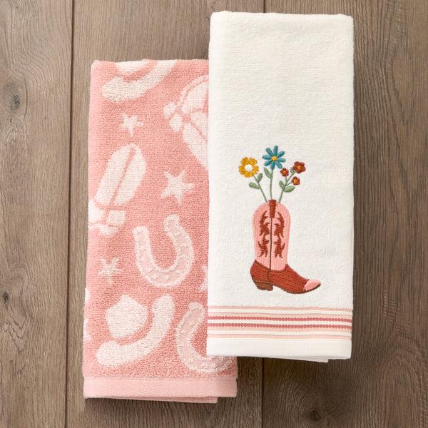Skl Home Flowers In Boot 2-Piece Hand Towel Set Natural/Blush