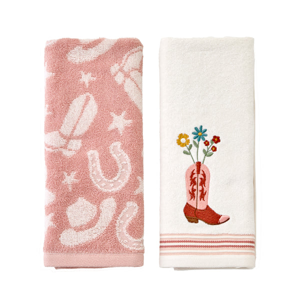 skl home Flowers In Boot 2-Piece Hand Towel Set Natural/Blush