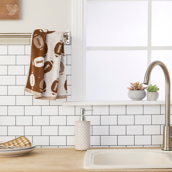 Skl Home Football Jacquard 2-Piece Hand Towel Set Brown