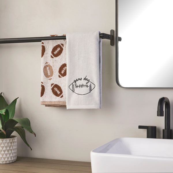 Skl Home Football Jacquard 2-Piece Hand Towel Set Brown